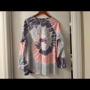 NWT Sz XL pink blue & teal tye dye Lon’s sleeve